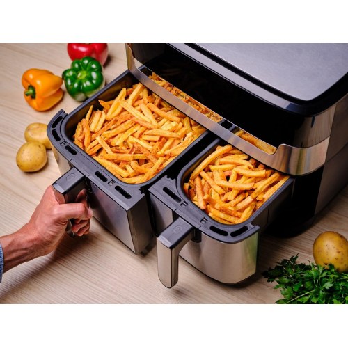 Airfryer Tefal Dual Easy Fry & Grill 8,3 l – dobbelt skuffe, 2.700 W, rustfrit stål