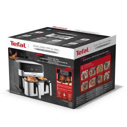 Airfryer Tefal Dual Easy Fry & Grill 8,3 l – dobbelt skuffe, 2.700 W, rustfrit stål