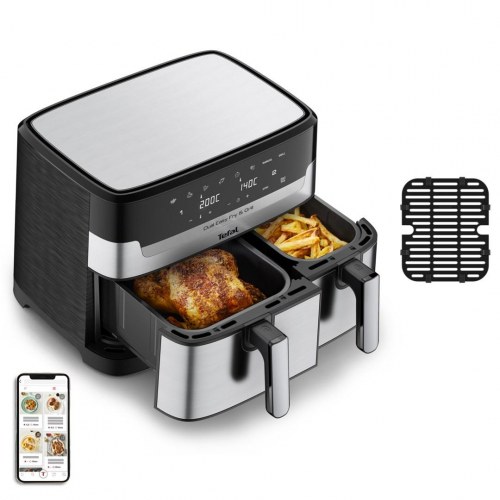 Airfryer Tefal Dual Easy Fry & Grill 8,3 l – dobbelt skuffe, 2.700 W, rustfrit stål