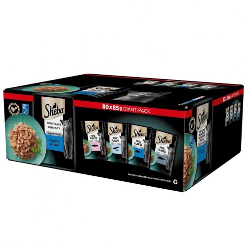 Vådfoder til kat – Sheba Delicacy Fishy Flavours i gelé, 80 × 85 g
