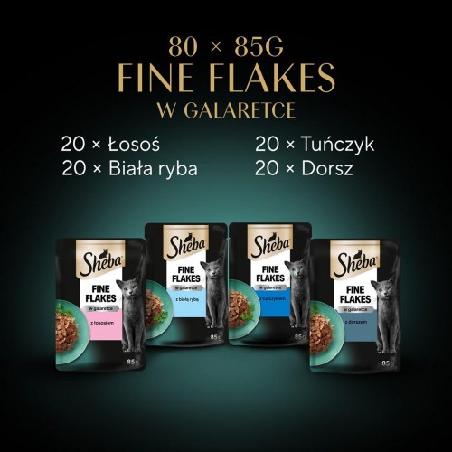 Vådfoder til kat – Sheba Delicacy Fishy Flavours i gelé, 80 × 85 g