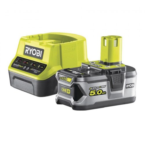 Batteri og lader 18 V sæt – Ryobi RC18120-150, 5,0 Ah Li-Ion