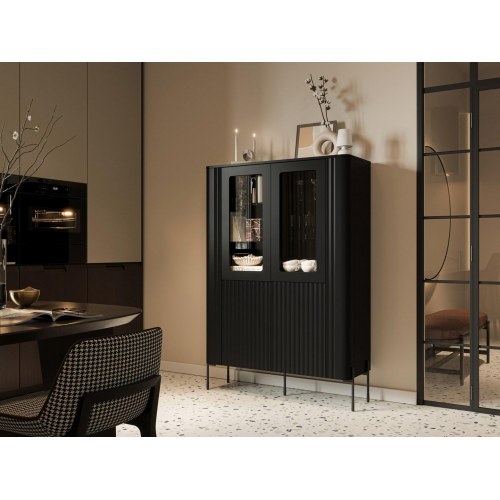 Vitrineskab Cama MEBLE VERA 110×40×160 cm – mat sort