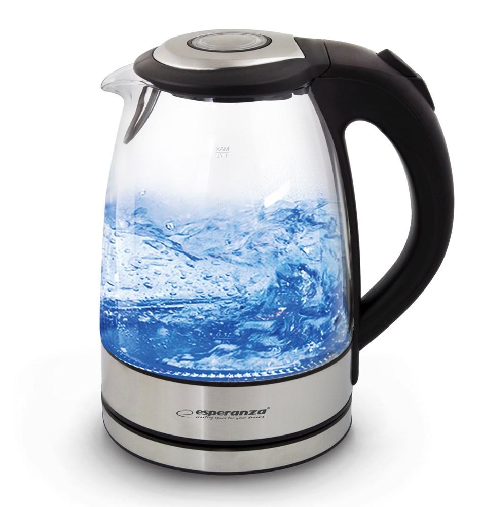 Elkedel - Esperanza EKK012, 1,7 l, 2.200 W, glas/sort