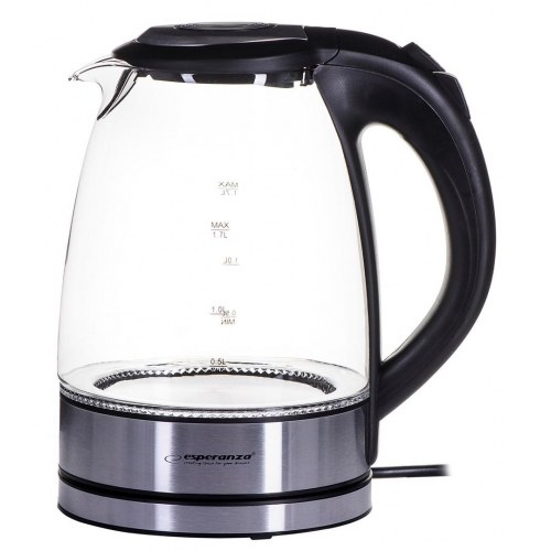 Elkedel - Esperanza EKK012, 1,7 l, 2.200 W, glas/sort