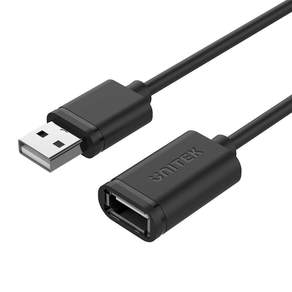 USB forlænger kabel 2 m – UNITEK USB 2.0 A han til A hun, sort billede