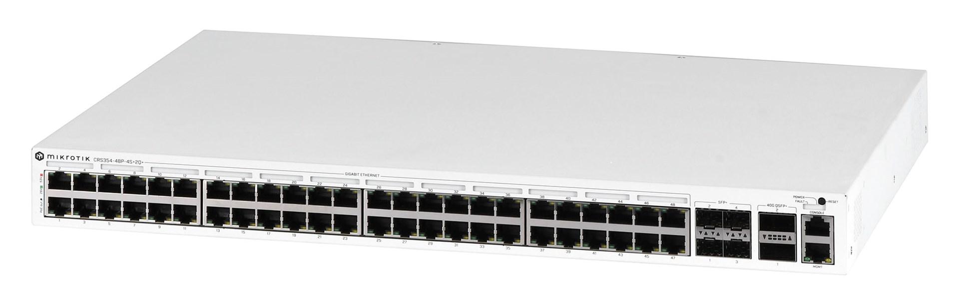 Netværksswitch MikroTik CRS354-48P-4S+2Q+RM L3, 48x Gigabit, PoE, 1U billede