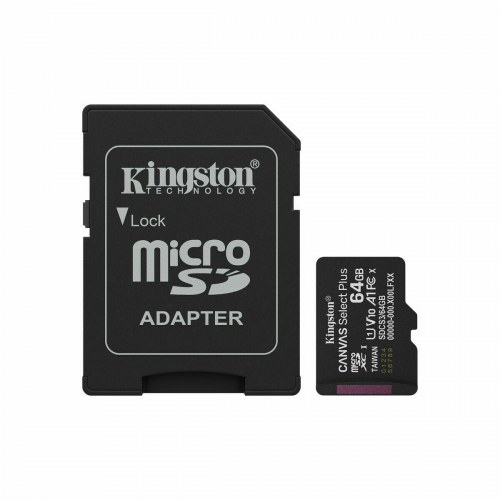 MicroSD-kort Kingston 64 GB med SD-adapter (Canvas Select Plus)