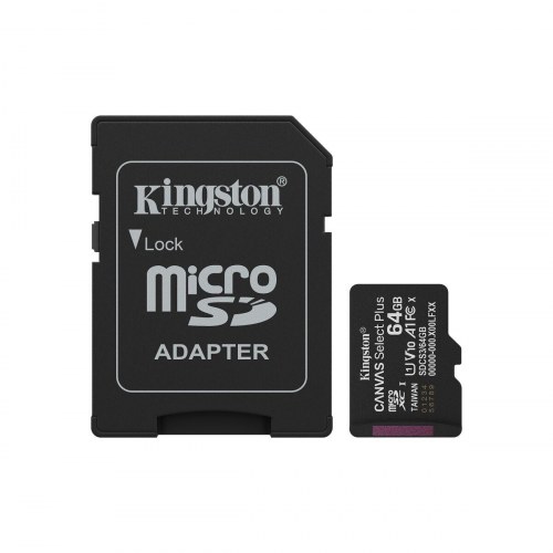 MicroSD-kort Kingston 64 GB med SD-adapter (Canvas Select Plus)