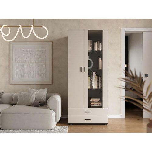 Vitrineskab Cama MEBLE SOHO S6 80×41×192 cm – cashmere/sort