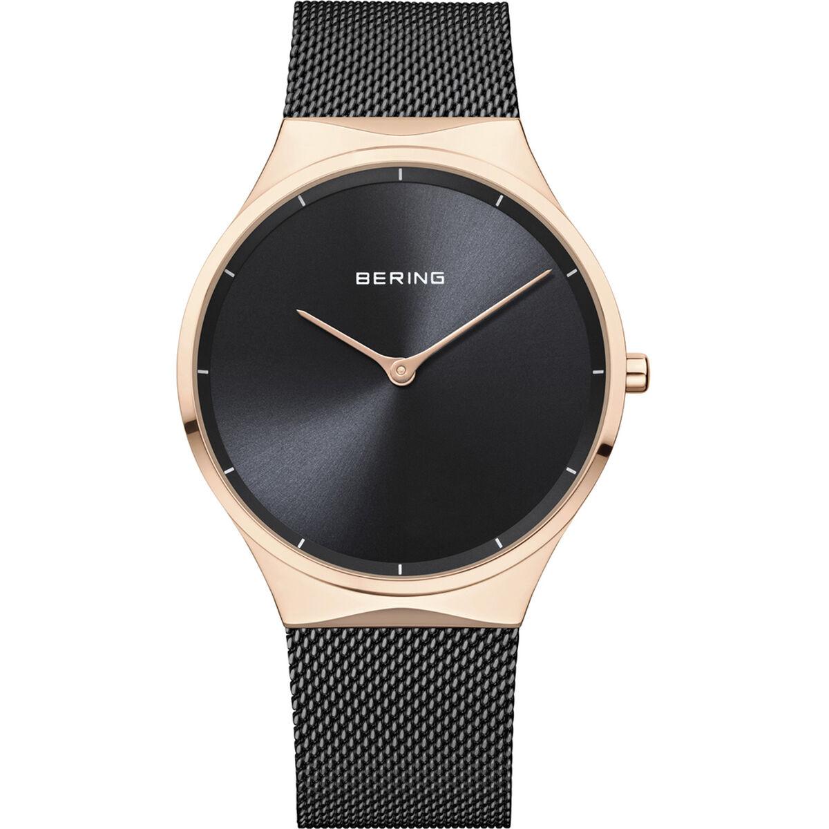 Armbåndsur Bering unisex 12138-162 - Ø 38 mm, sort/rosenguld