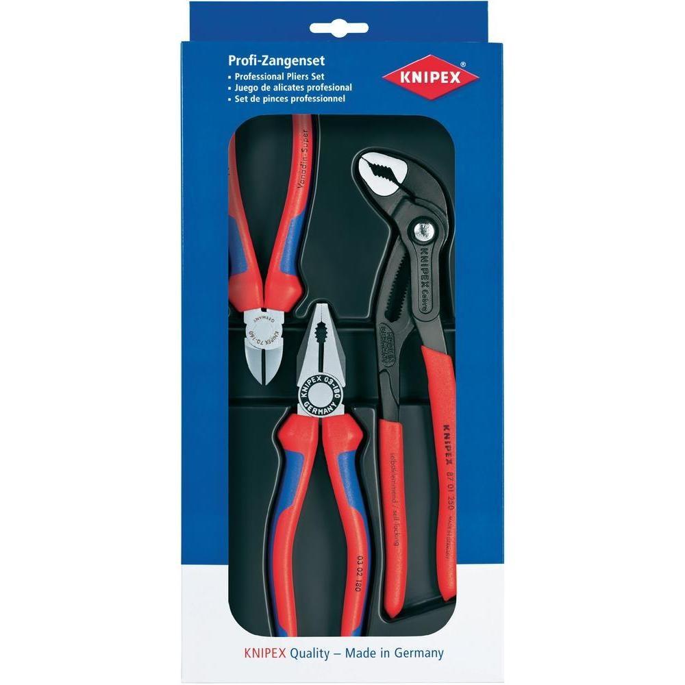 Tænger sæt - KNIPEX 3 dele, blå/rød håndtag billede