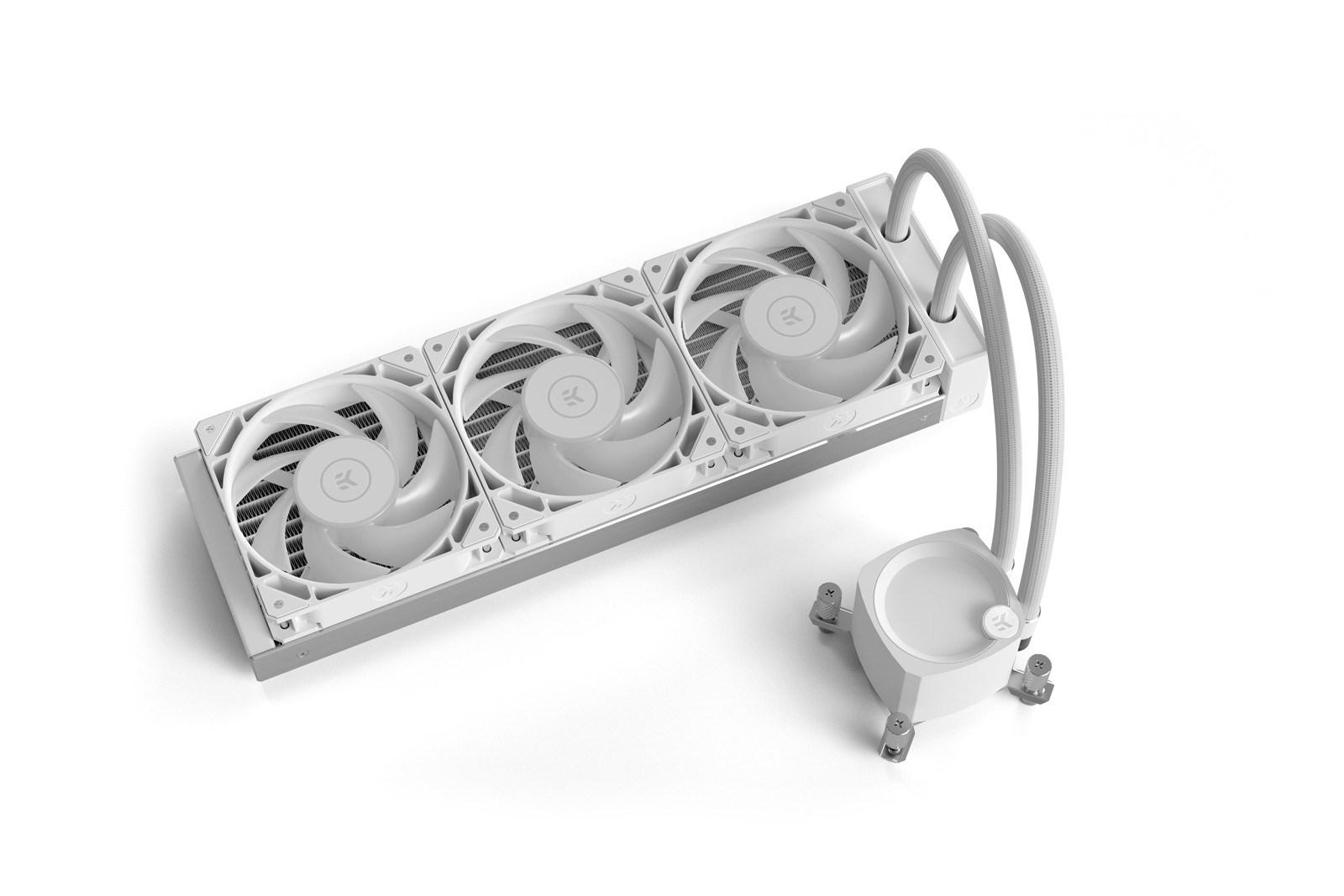 CPU vandkøler 360 mm – EK Water Blocks EK‑Nucleus AIO CR360 Lux D‑RGB, hvid billede