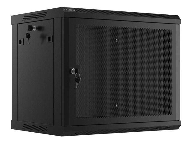 19" vægmonteret rackskab 9U 600×450 mm - Lanberg, perforeret dør (flat pack)