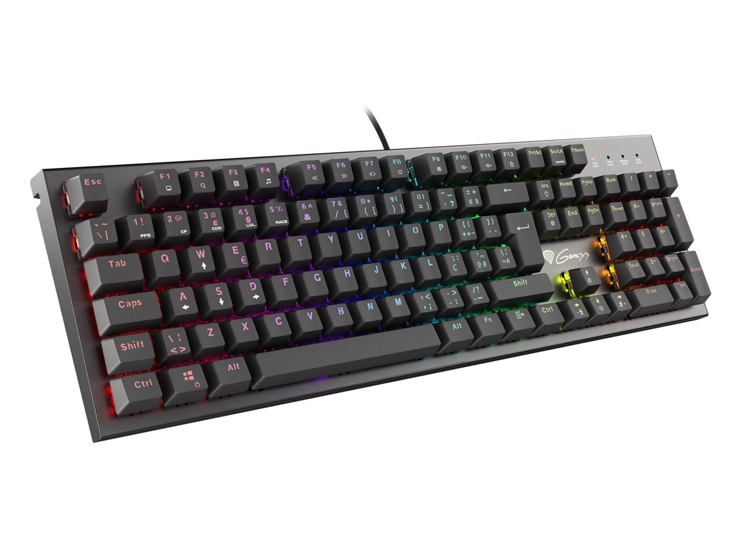 Gaming tastatur GENESIS Thor 300 – mekanisk, RGB, USB, fuld størrelse (portugisisk layout) – sort