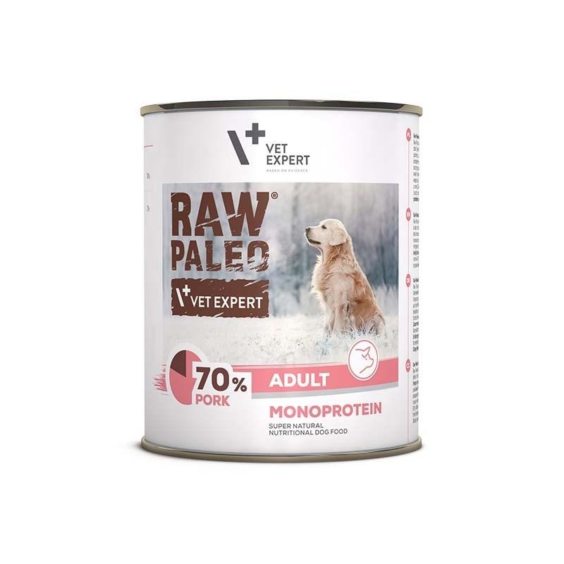 Hundefoder vådfoder – VetExpert RAW PALEO Adult Monoprotein, svin, 800 g