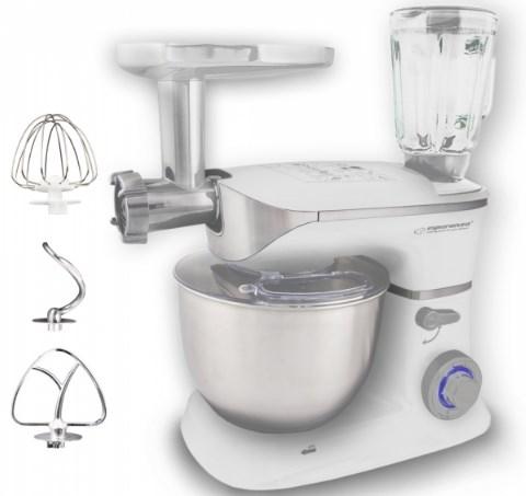 Køkkenmaskine med blender – Esperanza EKM025, 1.000 W, 5 l, rustfrit stål/hvid