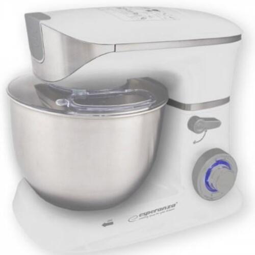 Køkkenmaskine med blender – Esperanza EKM025, 1.000 W, 5 l, rustfrit stål/hvid