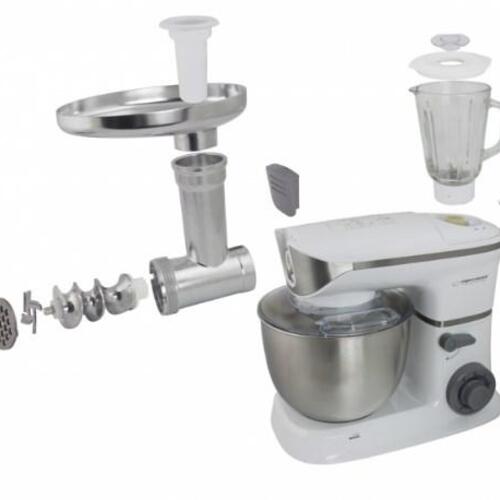 Køkkenmaskine med blender – Esperanza EKM025, 1.000 W, 5 l, rustfrit stål/hvid