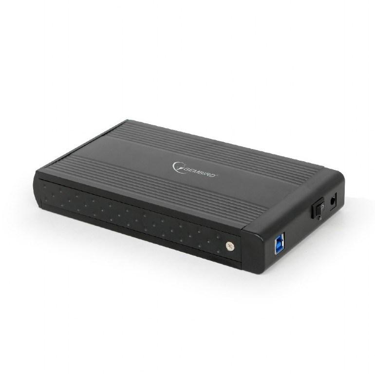 Eksternt harddiskkabinet 3,5" - Gembird, USB 3.2 Gen 1, aluminium, sort billede