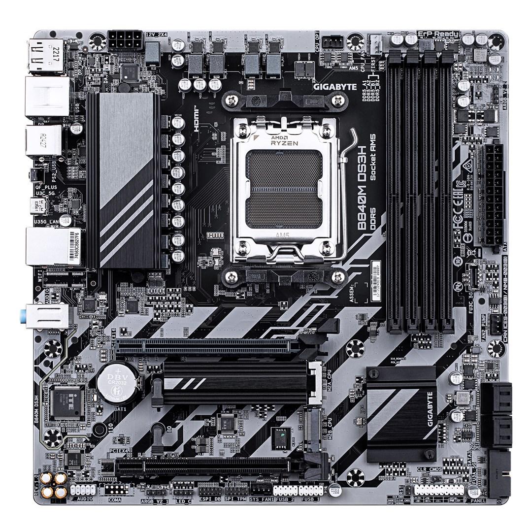 Bundkort Gigabyte B840M DS3H - AMD AM5, DDR5, 2x M.2 PCIe 4.0, 2,5 GbE, USB 3.2 Gen 1 billede