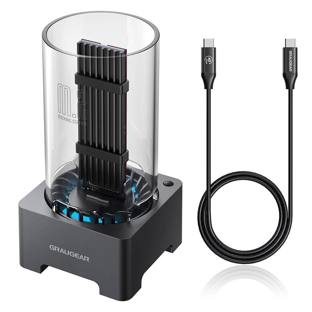 Dockingstation til M.2 SSD – GRAUGEAR G-M2DK-U4-40G, USB-C, grå