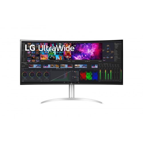 Skærm ultrabred 40" LG UltraWide 5K, buet, hvid
