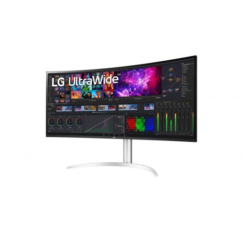 Skærm ultrabred 40" LG UltraWide 5K, buet, hvid