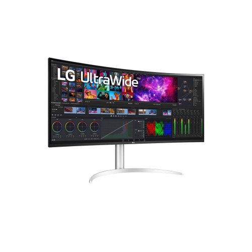 Skærm ultrabred 40" LG UltraWide 5K, buet, hvid