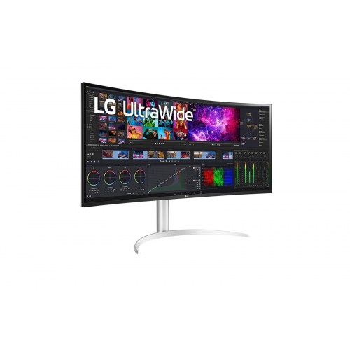 Skærm ultrabred 40" LG UltraWide 5K, buet, hvid