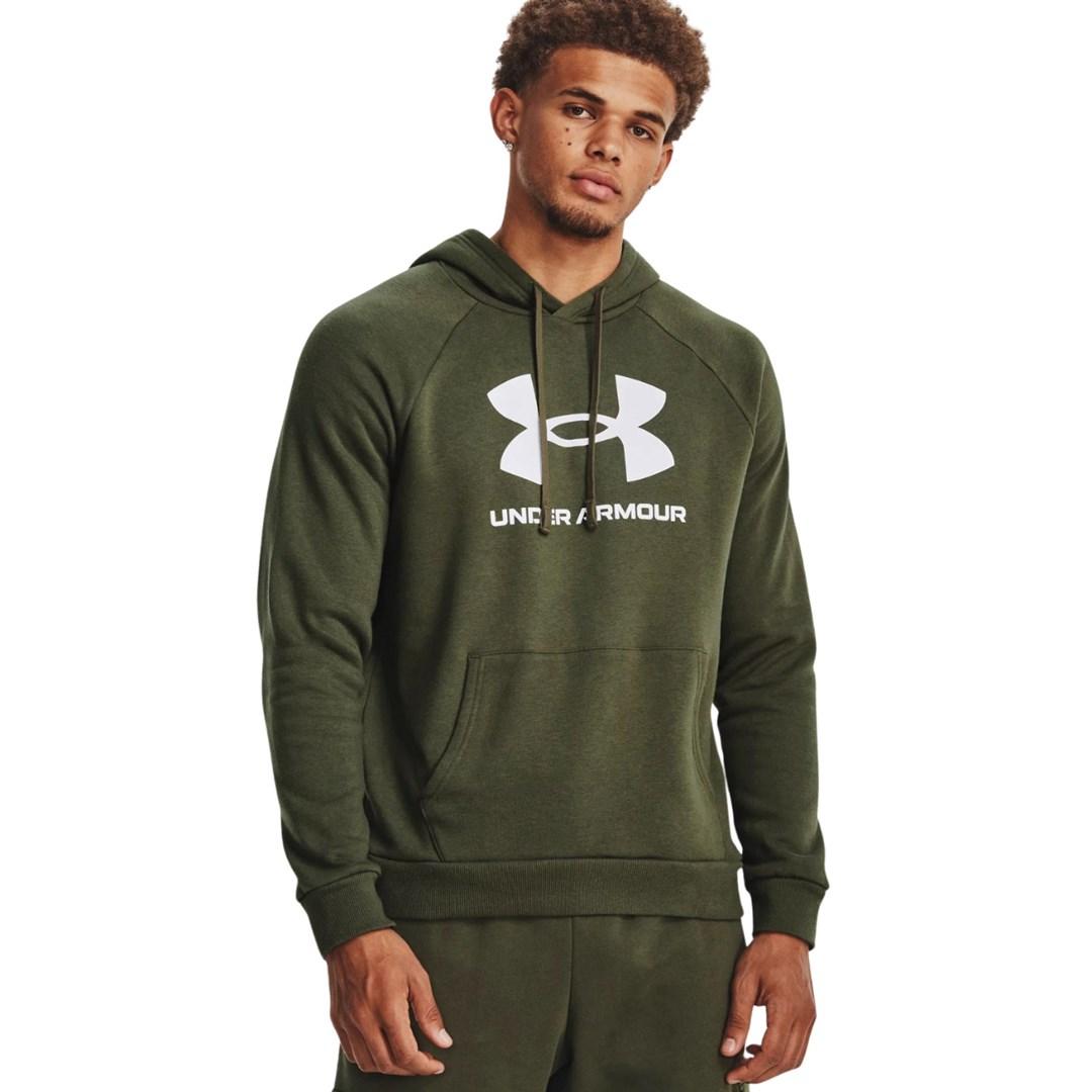 Hoodie Under Armour Rival Fleece Logo til mænd - oliven, str. L