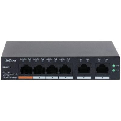 Netværksswitch – Dahua DH-CS4006-4ET-60, L2 managed, Gigabit, PoE, sort billede