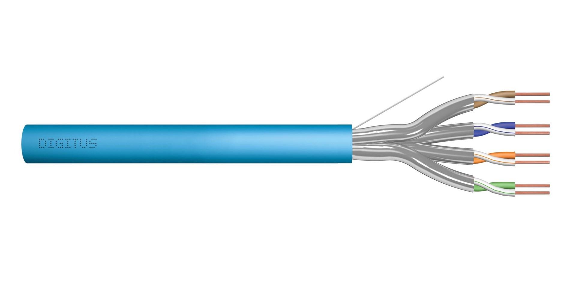 Netværkskabel Cat6A installationskabel - DIGITUS, U/FTP, AWG 23/1, LSOH, 500 m, blå, tromle