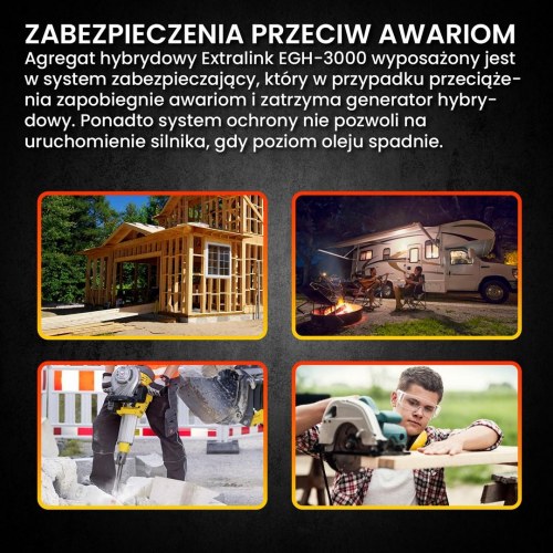 Generator benzin/gas 3.000 W - Extralink EGH-3000 hybrid, 1-faset