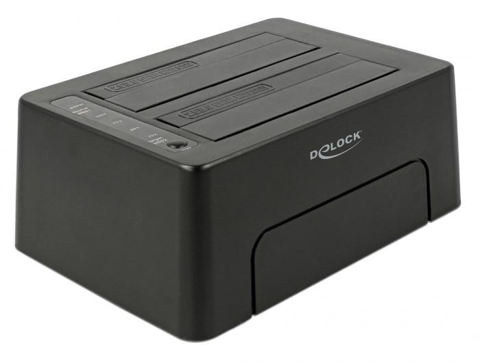 Harddisk-dockingstation USB-C – DELOCK 63957, USB 3.2 Gen 2, sort billede