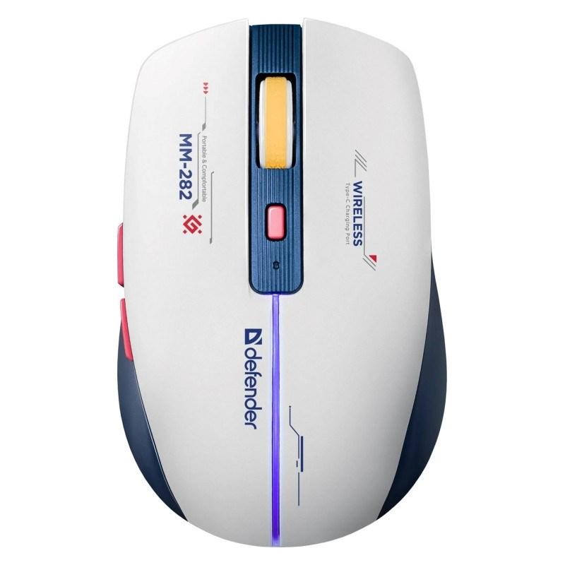 Mysz Defender Mysz bezprzewodowa Defender DILA MM-282 optyczna 1800dpi biala RGB AKUMULATOR 6 przycisków Gaming
