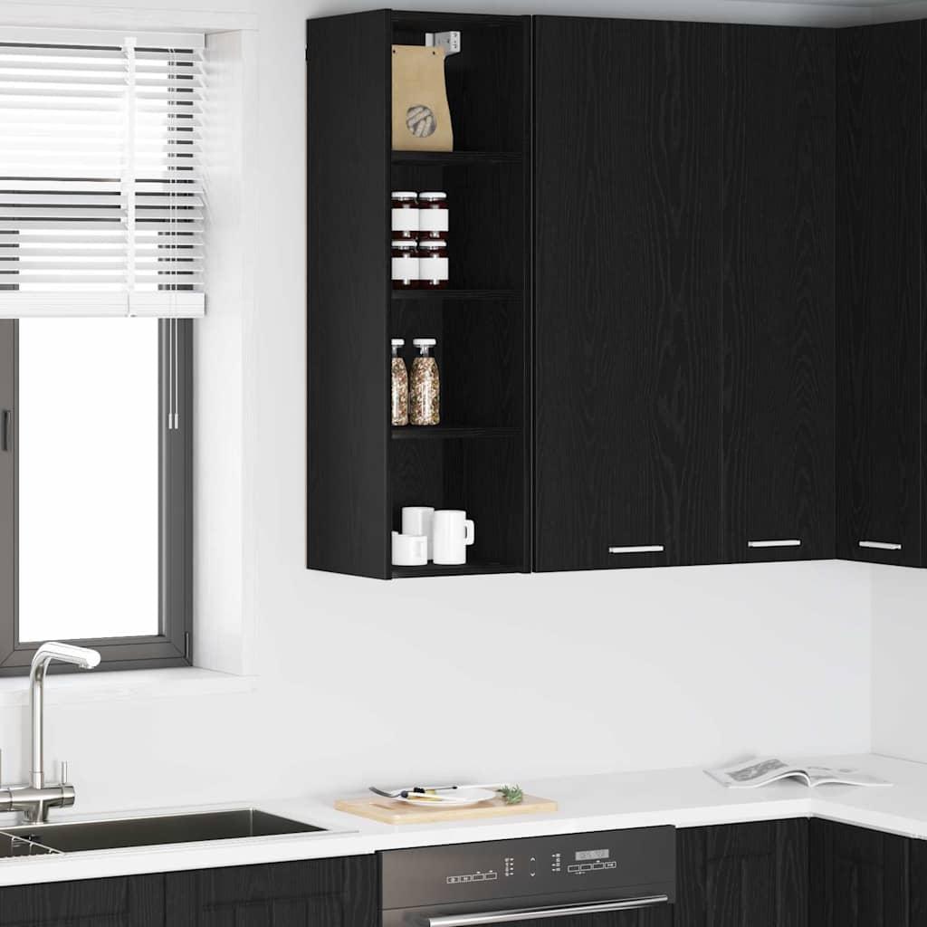 Hængeskab i sort eg 30 × 29,5 × 100 cm - konstrueret træ