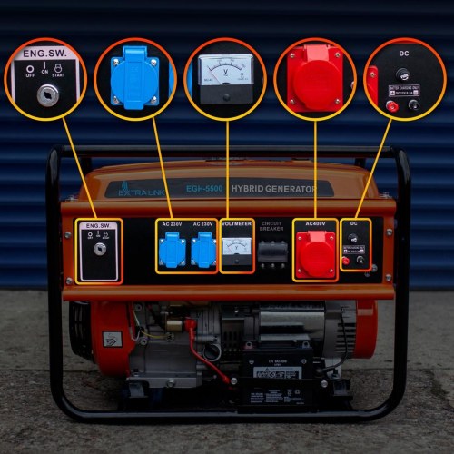 Generator benzin/gas Extralink EGH-5500 – hybrid 5,5 kW 3-faset