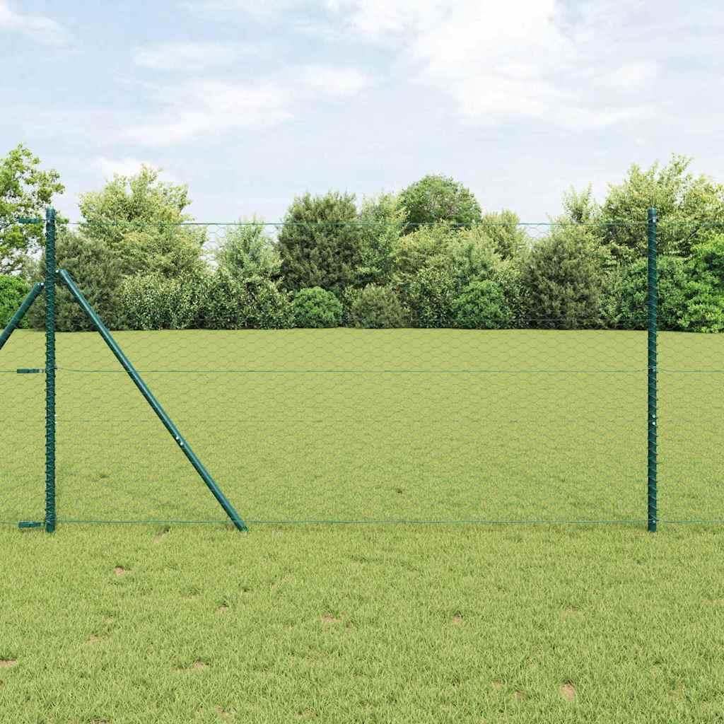 Hegn med stolper GrÃ¸n 1.4 x 25 m PVC-belagte stÃ¥l