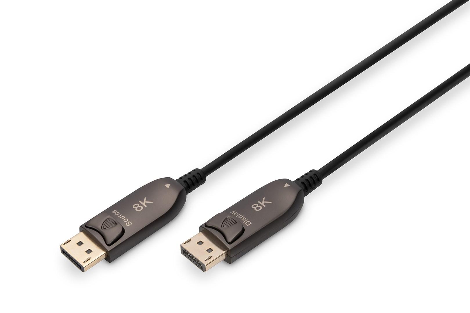 DisplayPort-kabel 10 m - DIGITUS AOC hybrid glasfiber, DP 1.4, 8K
