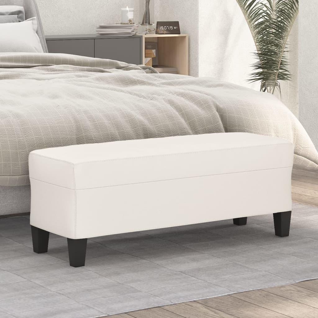 BÃ¦nk 100x35x41 cm kunstlÃ¦der cremefarvet