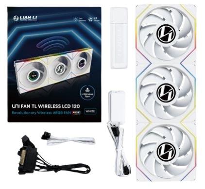 Lian Li UNI FAN TL Wireless LCD 3 pack - Kabinet køler - 120mm - Hvid med RGB - 33 dBA