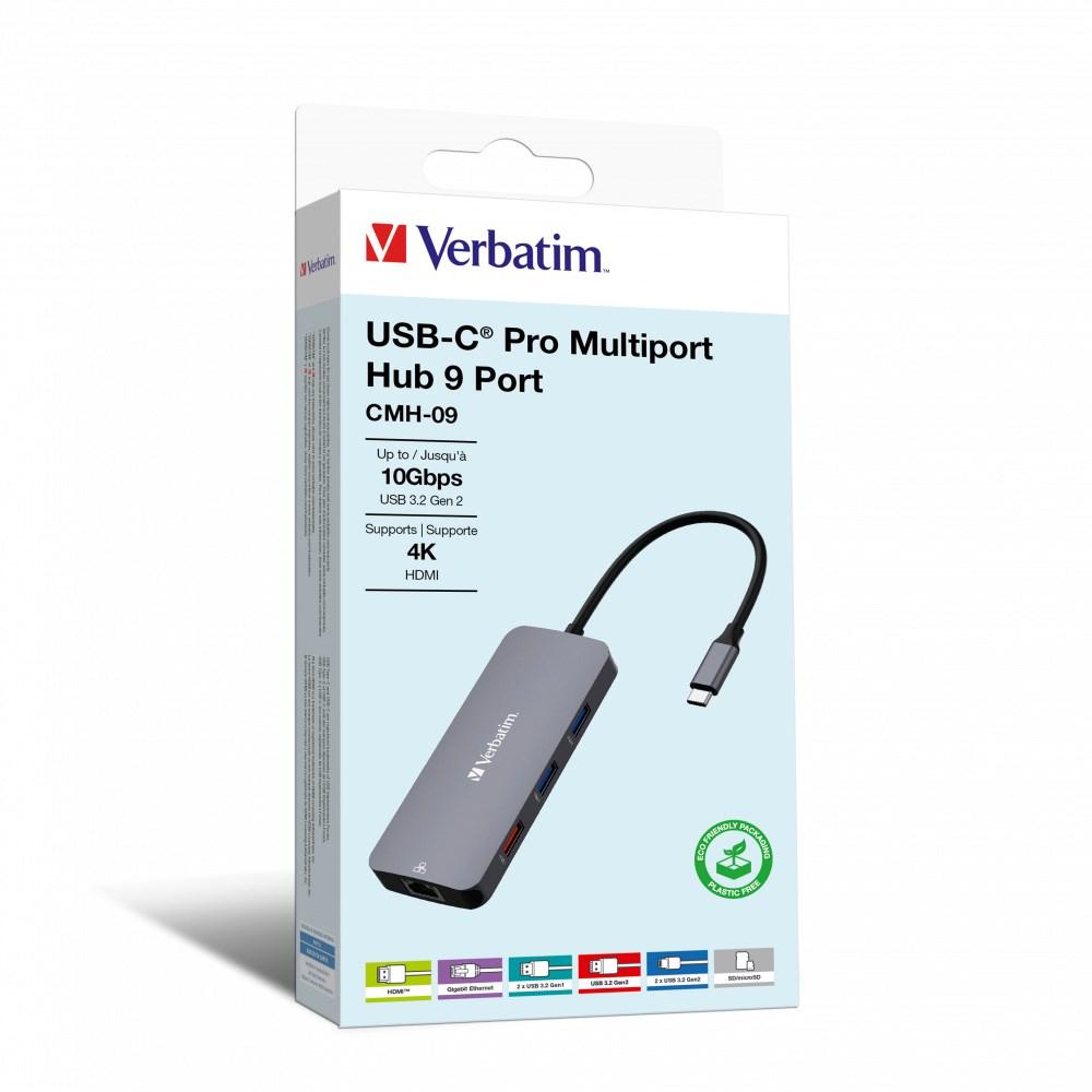 USB-C hub 9-i-1 - Verbatim CMH-09, sølv billede