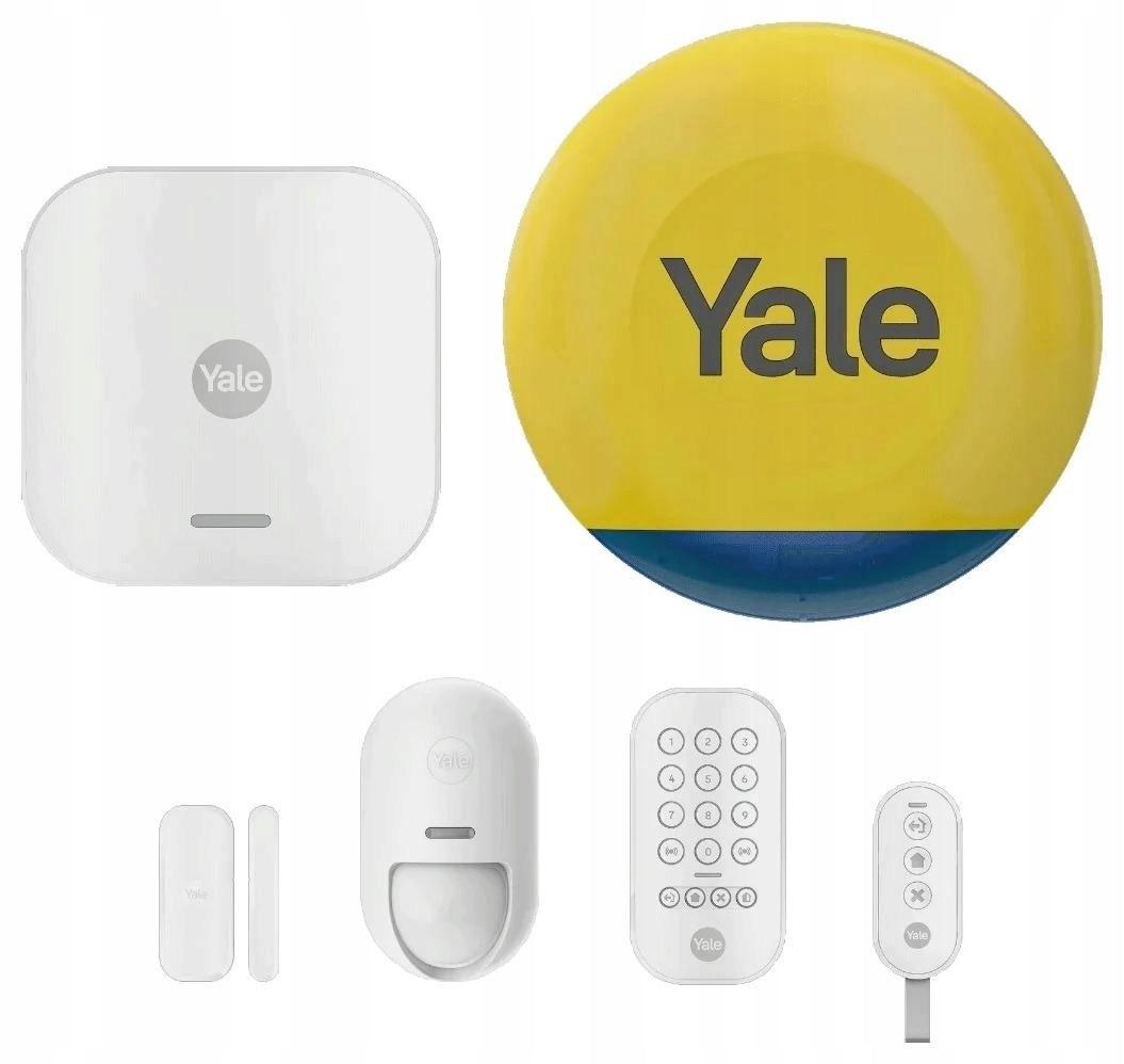 Smart alarm startsæt - Yale med 6 elementer: centralenhed, sirene, tastatur, fjernbetjening, bevægelsessensor, dør/vindueskontakt
