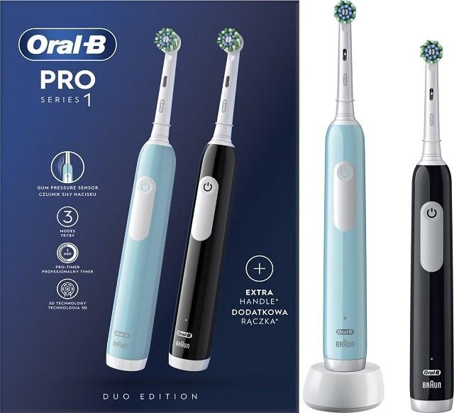 Oral-B Electric Toothbrush Pro Series 1 Duo Rechargeable For adults Number of brush heads included 2 Number of teeth brushing modes 3 Blue/Black