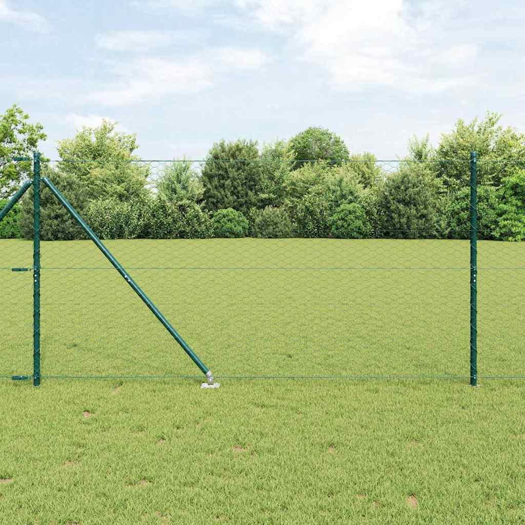 Hegn med stolper Grøn 1.4 x 25 m PVC-belagte stål