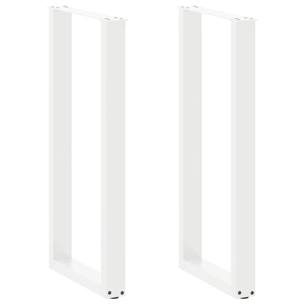 barbordsben U-formet 2 stk. hvid 40x(100-101) cm stål