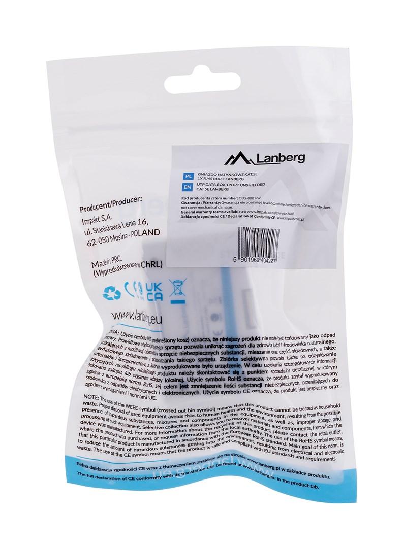 Netværksudtag RJ-45 Cat5e – Lanberg, hvid billede