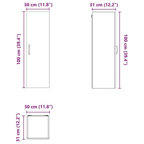 Vægskab til køkken med hylde Artisan Egetræ 30 x 31 x 100 cm