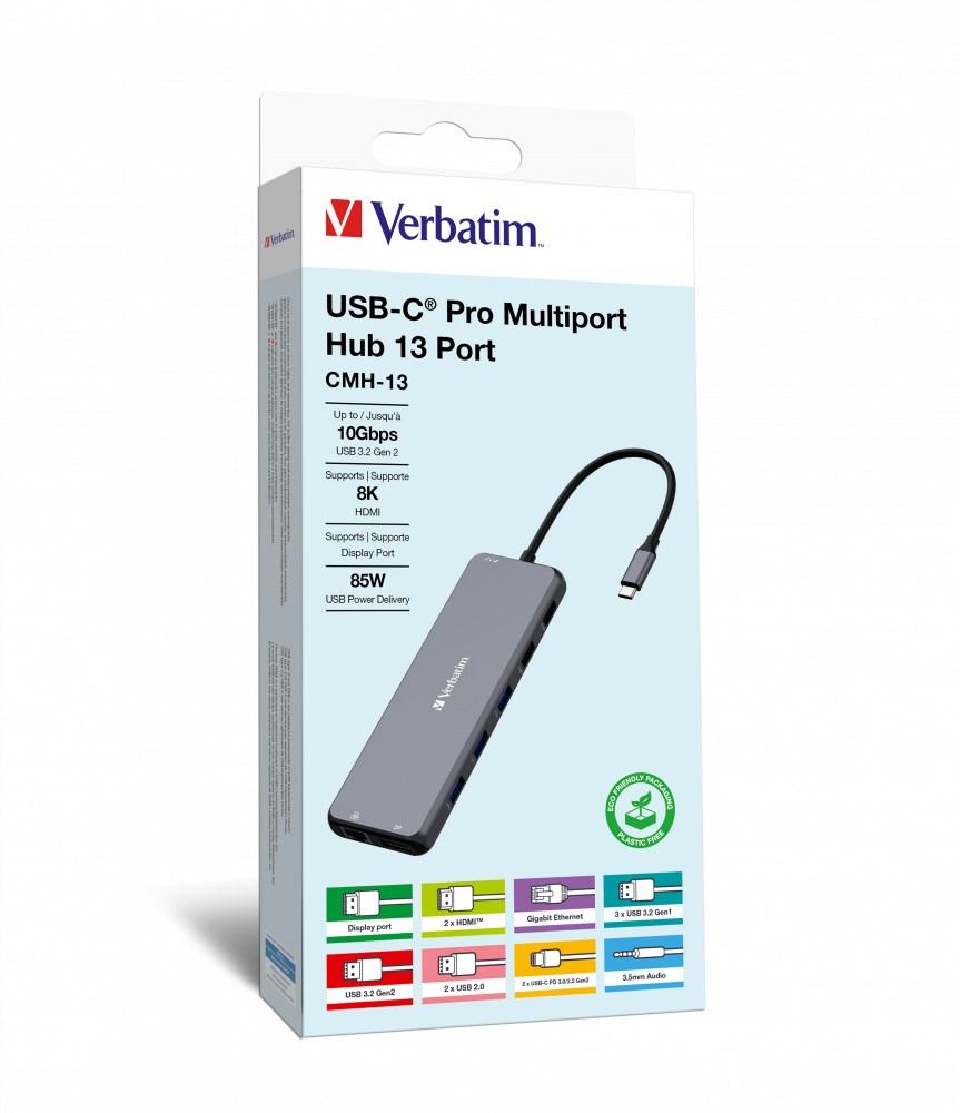 USB-C dockingstation 13 porte – Verbatim CMH-13, sølv billede